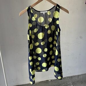 Daniel Rainn Navy and Yellow Polka Dot Tank Top